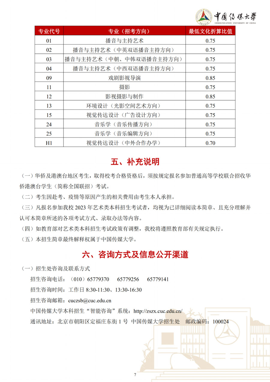 图片[7]-中国传媒大学2023年艺术类本科招生简章-我的测试练习
